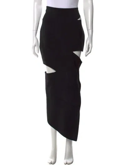 Pre-owned A.w.a.k.e. Cutout Accent Long Skirt In Black