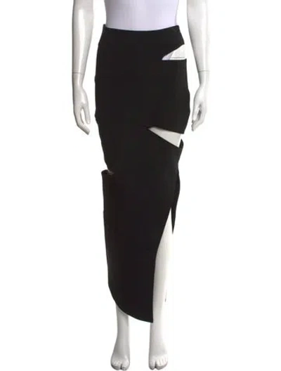 Pre-owned A.w.a.k.e. Cutout Accent Long Skirt In Black