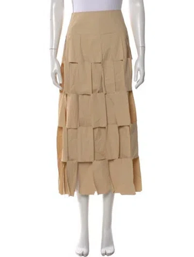 Pre-owned A.w.a.k.e. Cutout Accent Long Skirt In Neutral