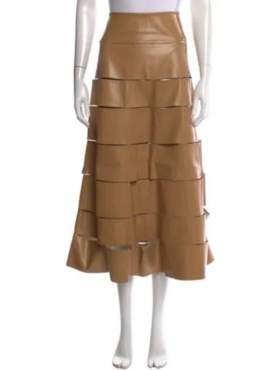 Pre-owned A.w.a.k.e. Cutout Accent Long Skirt In Neutrals