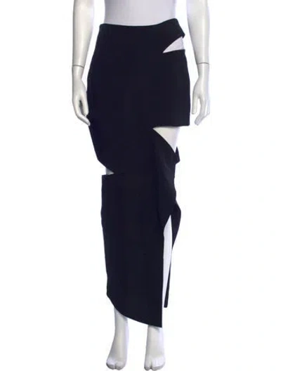 Pre-owned A.w.a.k.e. Cutout Accent Long Skirt W/ Tags In Black
