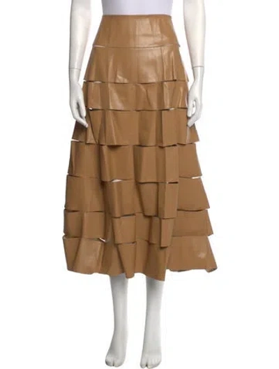 Pre-owned A.w.a.k.e. Cutout Accent Long Skirt W/ Tags In Neutrals