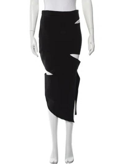 Pre-owned A.w.a.k.e. Cutout Accent Midi Length Skirt In Gray