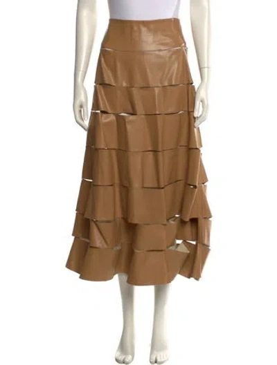 Pre-owned A.w.a.k.e. Cutout Accent Midi Length Skirt In Neutral