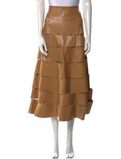 Pre-owned A.w.a.k.e. Cutout Accent Midi Length Skirt In Neutral