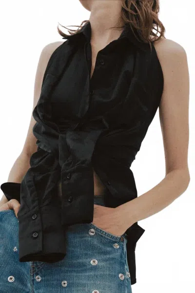 A.w.a.k.e. Deconstructed Halter Neck Shirt In Black
