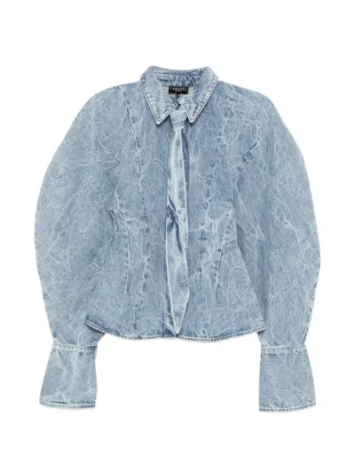 A.w.a.k.e. Denim Puff-sleeve Shirt In Blue