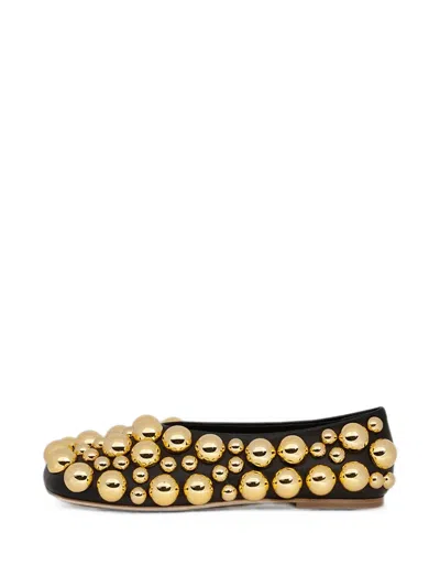 A.w.a.k.e. Dora Sphere-embellished Ballet Flats In Gold