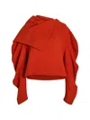 A.w.a.k.e. A.w.a.k.e Mode Draped Panelled-collar Crepe Top In Orange