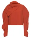 A.w.a.k.e. A.w.a.k.e Mode Draped Panelled-collar Crepe Top In Red