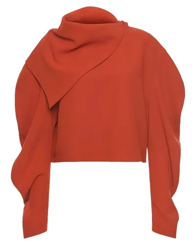 A.w.a.k.e. Draped Collar Top In Red