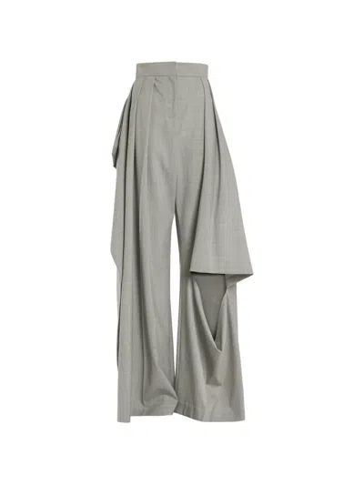 A.w.a.k.e. Draped Slit-knee Trousers In Gray