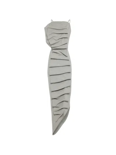 A.w.a.k.e. Draped-detail Asymmetric Midi Dress In Gray