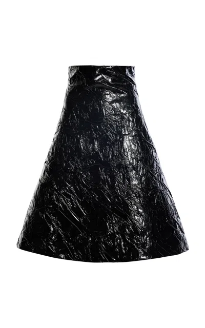 A.w.a.k.e. Embossed Patent A-line Mini Skirt In Black