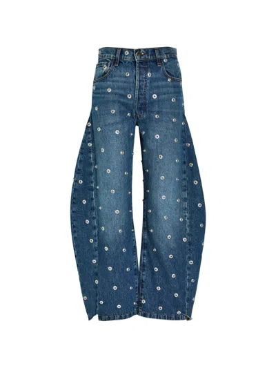 A.w.a.k.e. A.w.a.k.e Mode Stud-embellished Barrel-leg Jeans In Blue