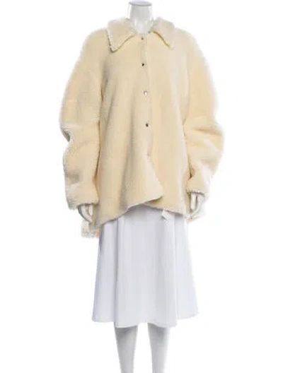 Pre-owned A.w.a.k.e. Faux Fur Coat In Neutrals
