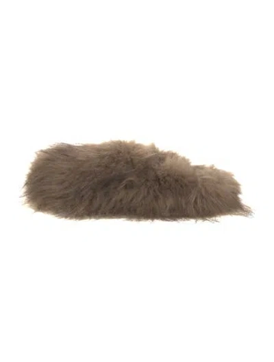 Pre-owned A.w.a.k.e. Faux Fur Slippers In Brown