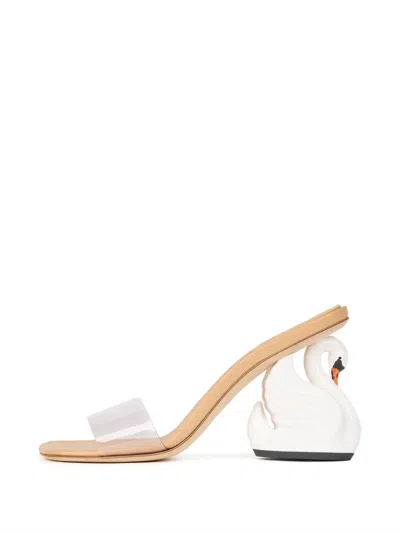 A.w.a.k.e. Faye Swan-heel Sandals In Silver