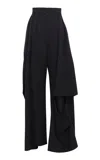 A.w.a.k.e. Flax-blend Split Hem Flared Pants In Black