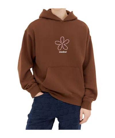Awake Flower Hooded Hooded Hoodie In Brown
