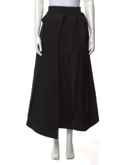 Pre-owned A.w.a.k.e. Fringe Trim Accent Long Skirt In Black