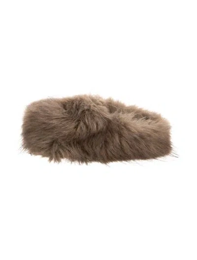 Pre-owned A.w.a.k.e. Fur Mules In Brown