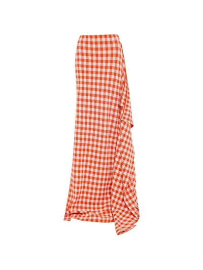 A.w.a.k.e. Gingham-pattern Side-panel Maxi Skirt In Multi