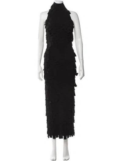 Pre-owned A.w.a.k.e. Halterneck Long Dress In Black/blue