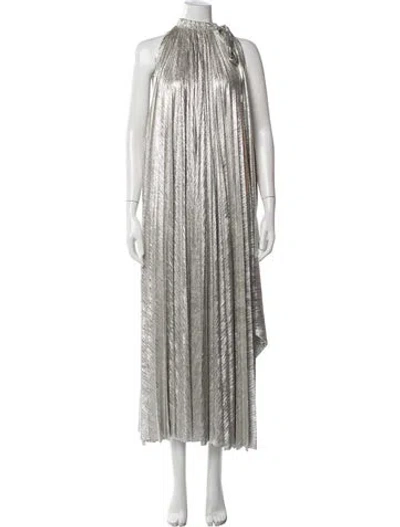 Pre-owned A.w.a.k.e. Halterneck Long Dress In Silver