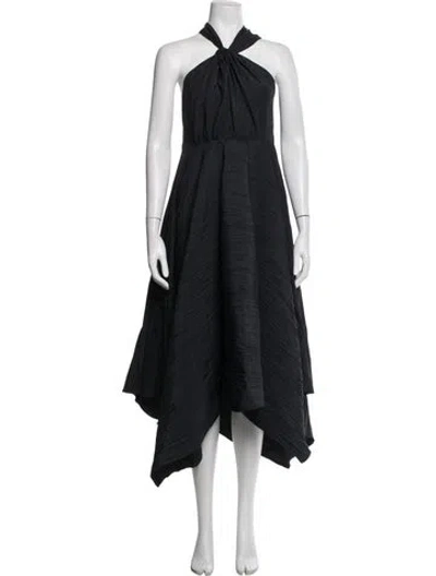 Pre-owned A.w.a.k.e. Halterneck Midi Length Dress In Black