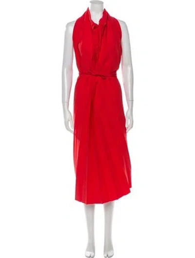 Pre-owned A.w.a.k.e. Halterneck Midi Length Dress W/ Tags In Red
