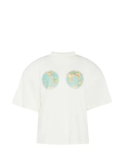 A.w.a.k.e. Hemispheres Map-print T-shirt In White