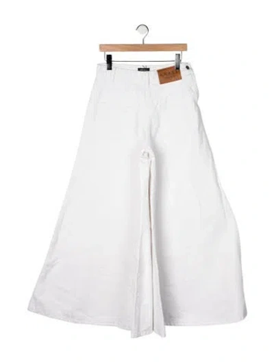 Pre-owned A.w.a.k.e. High-rise Wide Leg Jeans In White