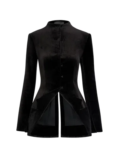 A.w.a.k.e. Hook-and-eye Velvet Jacket In Black