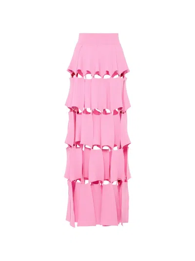 A.w.a.k.e. Knitted Laser-cut Maxi Skirt In Multi