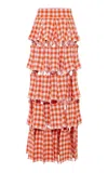 A.w.a.k.e. Knitted Multi-layer Trapeze Maxi Skirt In Orange