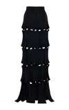 A.w.a.k.e. Knitted Multi-layer Trapeze Maxi Skirt In Black