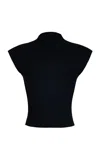 A.w.a.k.e. Knitted Sleeveless Mock Neck Top In Black