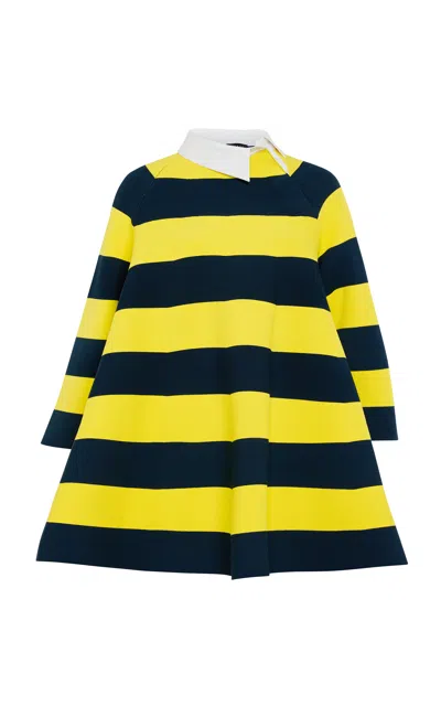 A.w.a.k.e. Knitted Stripe Flared Mini Dress In Yellow