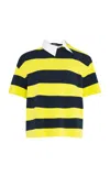 A.w.a.k.e. Knitted Striped Rugby Polo Top In Multi