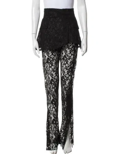 Pre-owned A.w.a.k.e. Lace Pattern Flared Pants In Black