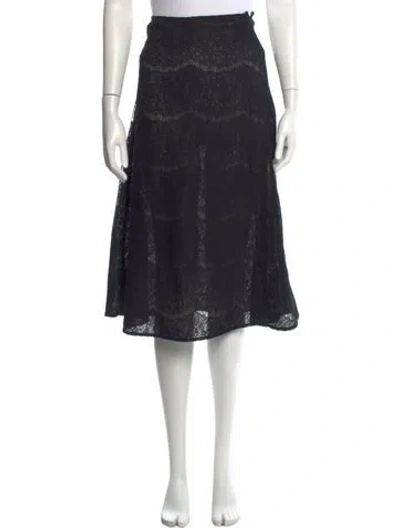 Pre-owned A.w.a.k.e. Lace Pattern Midi Length Skirt In Black