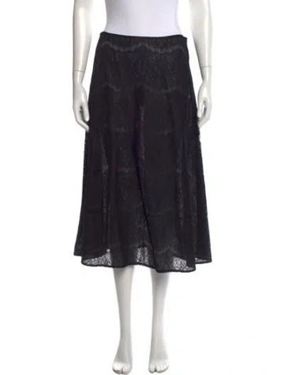 Pre-owned A.w.a.k.e. Lace Pattern Midi Length Skirt In Black