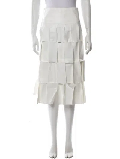 Pre-owned A.w.a.k.e. Lasercut Accents Knee-length Skirt In Neutrals/white