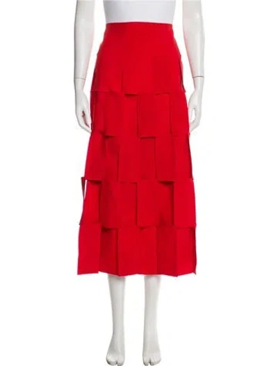 Pre-owned A.w.a.k.e. Lasercut Accents Midi Length Skirt In Red