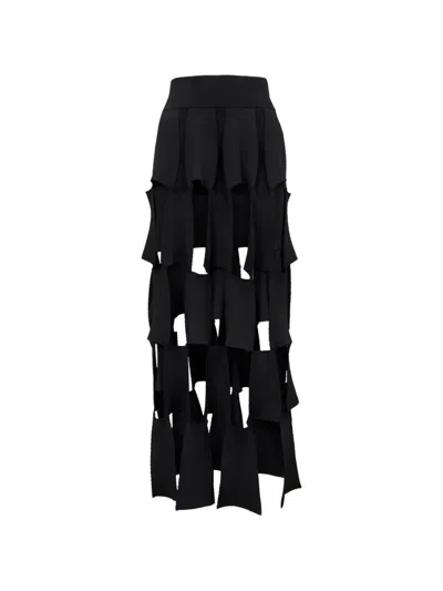 A.w.a.k.e. Laser-cut Knitted Maxi Skirt In Black