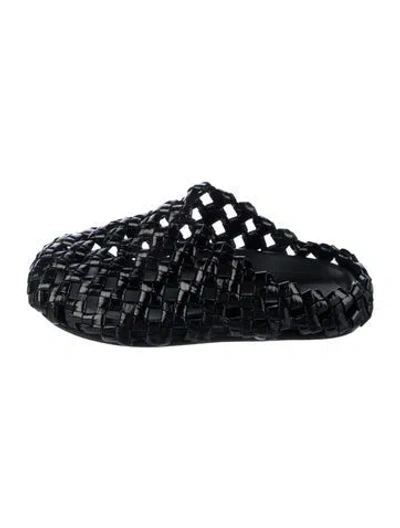 Pre-owned A.w.a.k.e. Leather Mules In Black