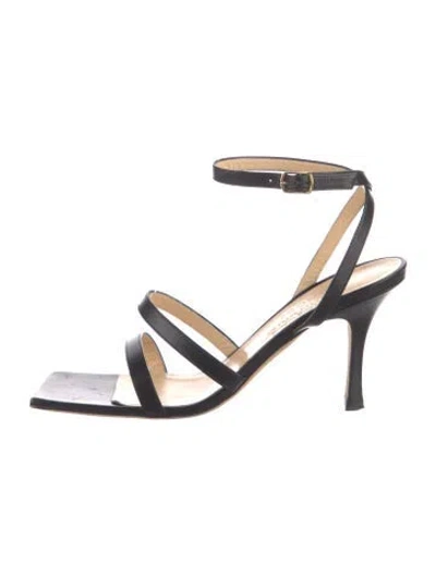 Pre-owned A.w.a.k.e. Leather Sandals In Black