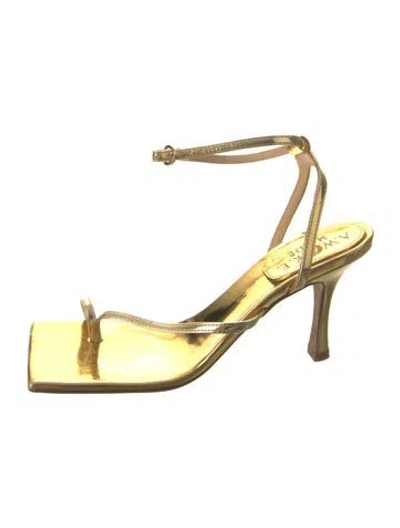 Pre-owned A.w.a.k.e. Leather Sandals In Gold