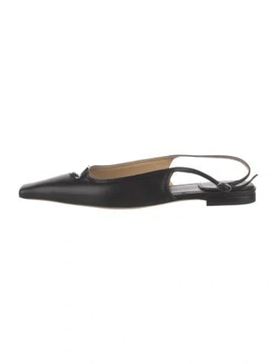 Pre-owned A.w.a.k.e. Leather Slingback Flats In Black